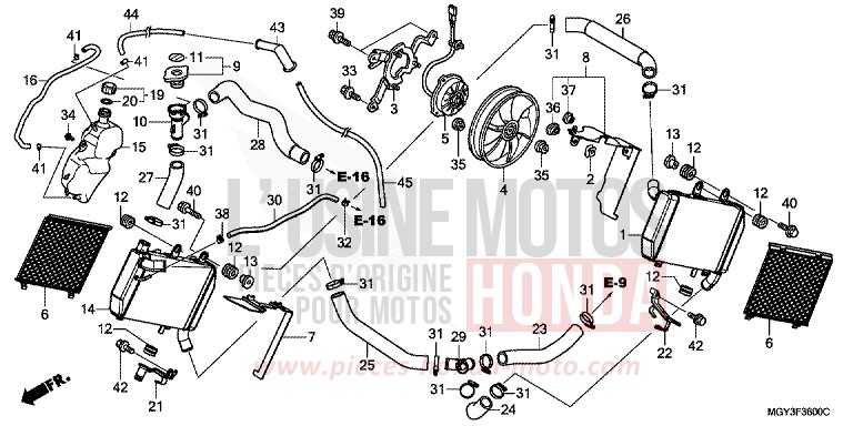 RADIATEUR von VFR800X „Crossrunner“ MAT BULLET SILVER (NH389) von 2013